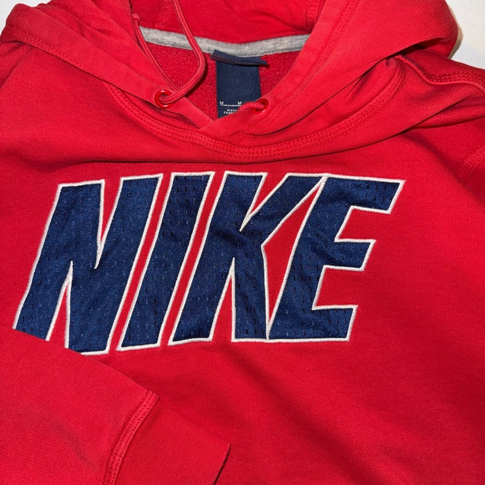 Nike Crimson Hoodie with Navy Lettering Medium